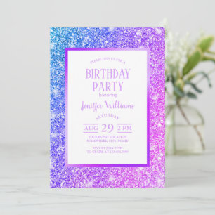 Invitation Nom du monogramme de la Parties scintillant rose e