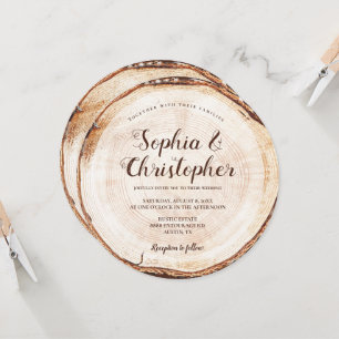 Invitation Nom du script de grains coupés en bois Mariage rus