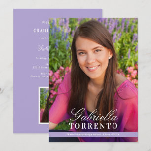 Invitation Nom en écriture lavande Photo Fête de remise de di