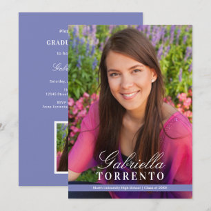 Invitation Nom en écriture Periwinkle Photo Fête de fin d'étu