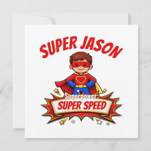 Invitation Nom et super-pouvoir de super-héros personnalisés 