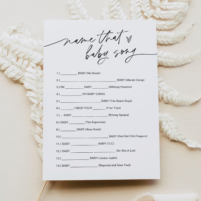 Invitation Nom EVERLEIGH Que Baby Song Game Card (Créateur téléchargé)