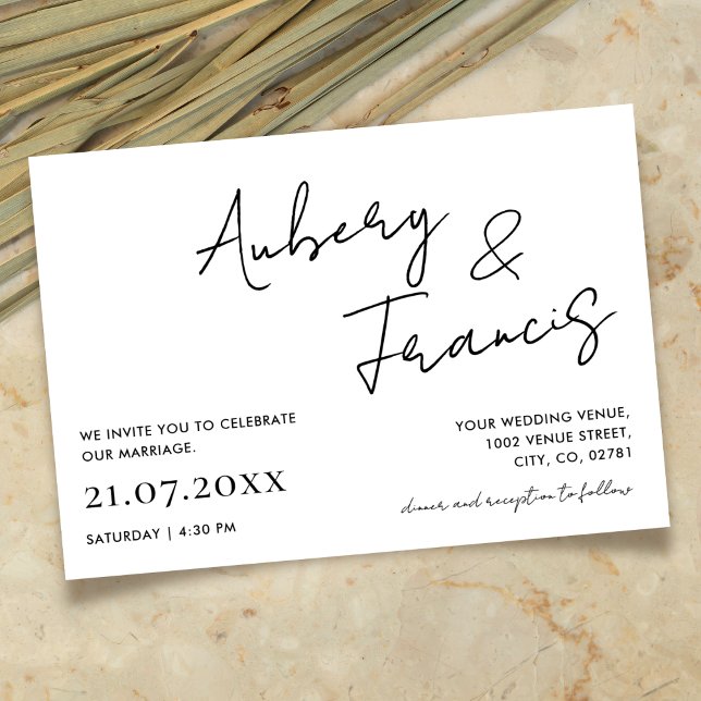 Invitation Nom minimaliste moderne Script Calligraphie noir (Créateur téléchargé)