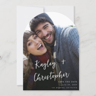 Invitation Nom moderne Photo verticale Chic Enregistrer la da