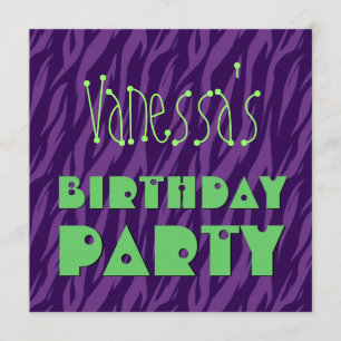 Invitation Nom personnalisé Anniversaire moderne Purple Green