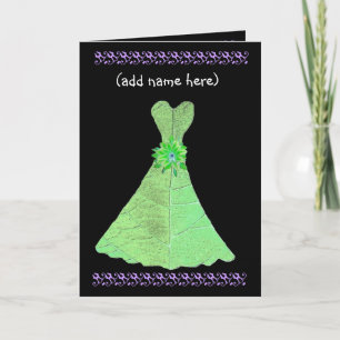 Invitation Nom personnalisé - BRIDESMAID Card LIME GREEN Gown