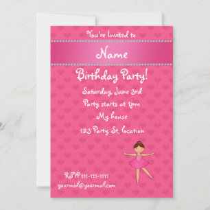 Invitation Nom personnalisé coeur rose ballerine