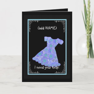 Invitation NOM PERSONNALISÉ Fleur Fille PERIWINKLE Robe BLEUE