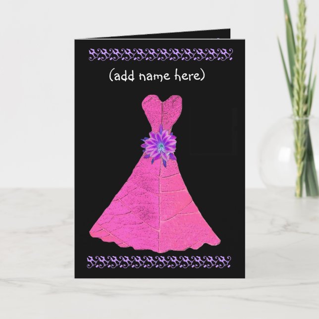 Invitation Nom personnalisé - JUNIOR BRIDESMAID Card Pink Gow (Devant)