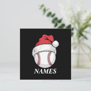 Invitation Nom personnalisé Noël Baseball Noël Chapeau de Pèr