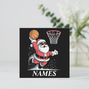 Invitation Nom personnalisé Noël Père Noël Dunking Basketball