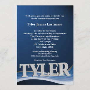 Invitation Nom personnalisé Tyler Bar Mitzvah