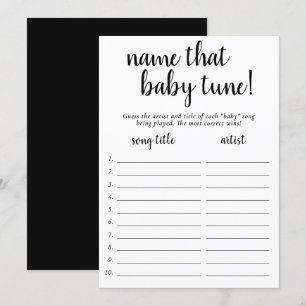 Invitation Nom simple que bébé tonde   Black White Game Card
