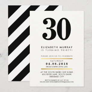 Invitation NOMBRE D'ÂGE GRAS NOMBRE minimal de noir blanc 30E