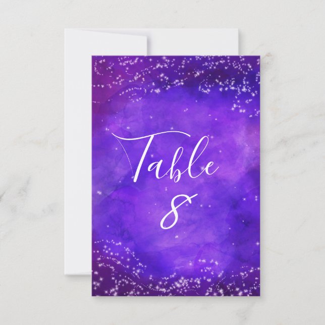 Invitation Nombres de table aquarelle Galaxie Nuit étoilée (Devant)