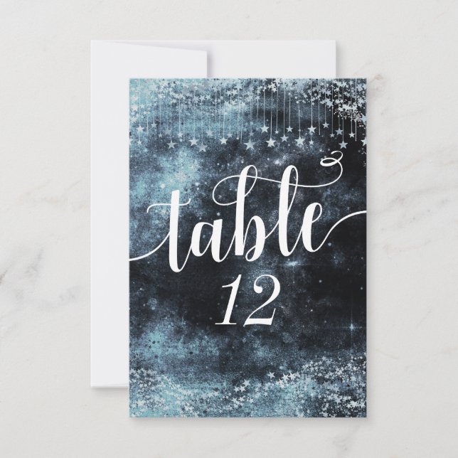 Invitation Nombres de table de mariage ciel aquarelle Star St (Devant)