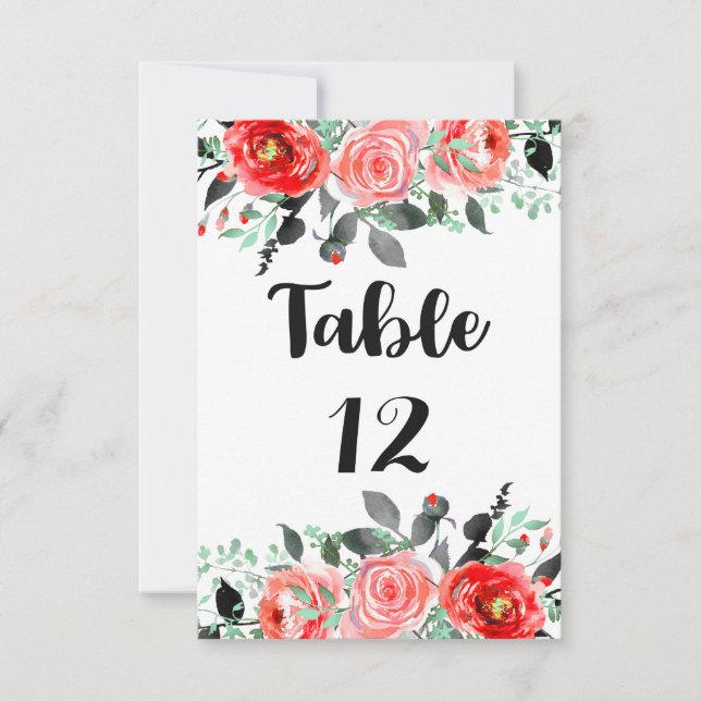 Invitation Nombres de table de mariage floraux de pivoine et  (Devant)