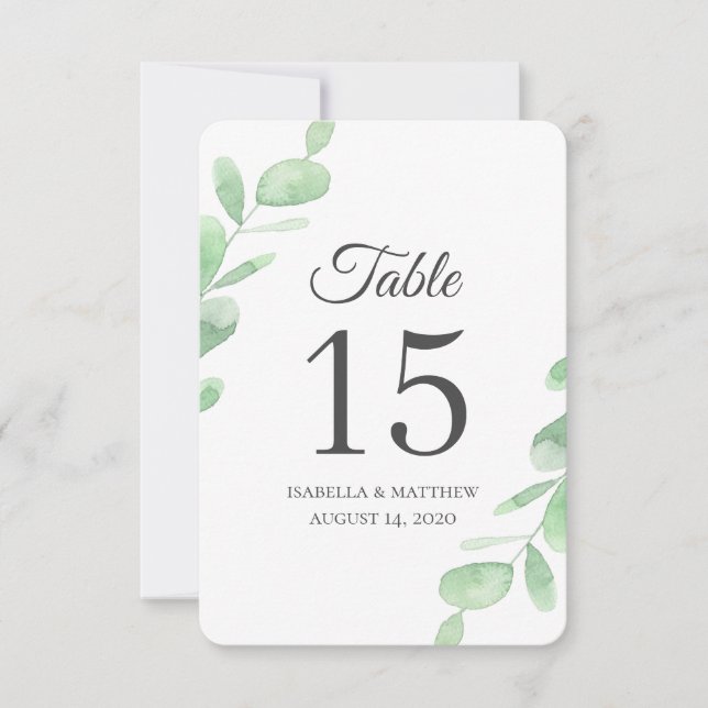Invitation Nombres de table de mariage simples en feuilles d' (Devant)