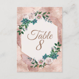 Invitation Nombres de table en rose gold et succulents rose s