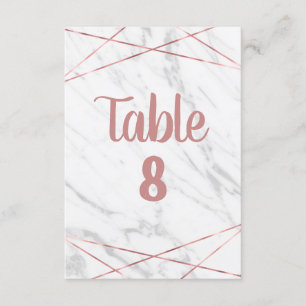 Invitation Nombres de table en triangle or rose et marbre bla