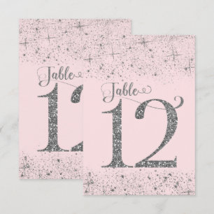 Invitation Nombres de table Pailleté Rose Fardé Argenté Numér