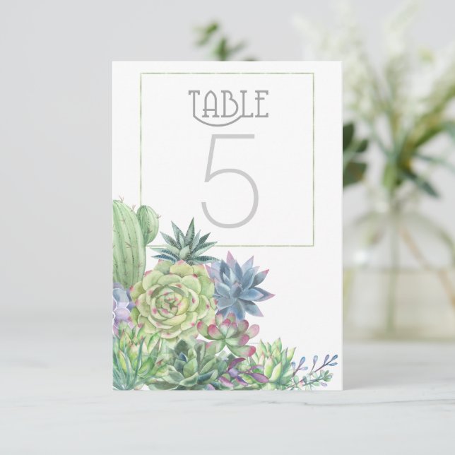 Invitation Nombres de table Succulents et Étincelles ID515 (Debout devant)