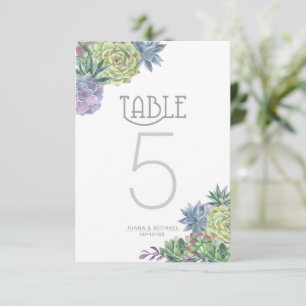 Invitation Nombres de table Succulents et Sparkle Vert ID515