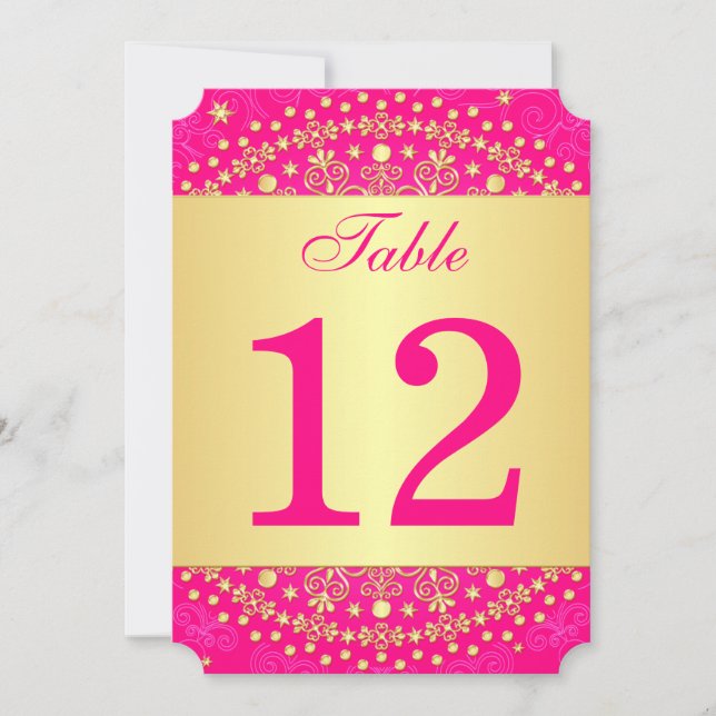 Invitation Nombres de tables aux rouleaux or rose intricés ét (Devant)