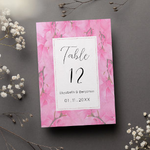 Invitation Nombres de tables fleurs d'orchidée rose vert aqua