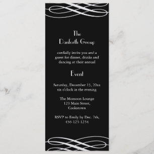 Invitation Nommez votre événement Noir avec des rubans