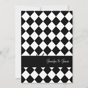 Invitation Noms blancs noirs de monogrammes d'invitations de