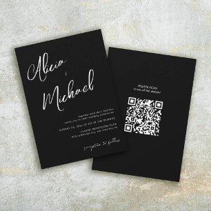 Invitation Noms de couple simples script QR CODE mariage