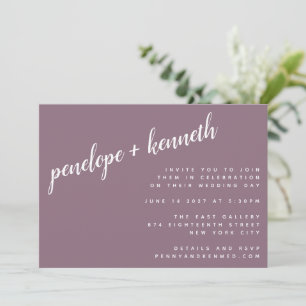 Invitation Noms de script minimalistes Mariage moderne   Plum