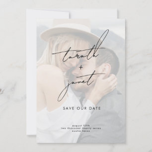 Invitation NOMS ÉLÉGANTS 2 Photo QR Code Enregistrer NOTRE