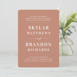 Invitation Noms gras minimaux Argile Mariage en terre cuite