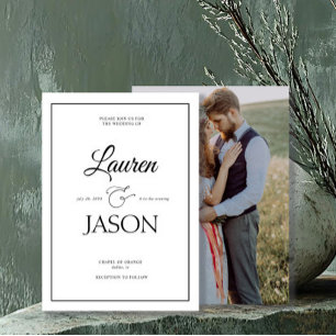 Invitation Noms minimalistes modernes Calligraphie Black Phot