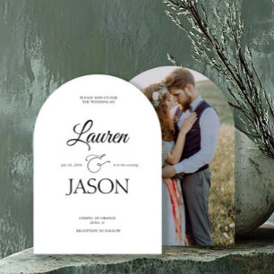 Invitation Noms minimalistes modernes Calligraphie Black Phot