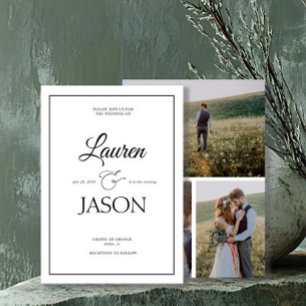 Invitation Noms minimalistes modernes Calligraphie noir 3 pho