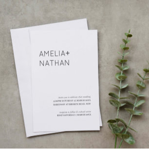 Invitation Noms modernes et minimalistes mariage