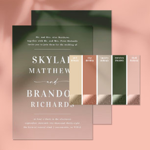 Invitation Noms simples en gras Blush et Mariage Ombre vert