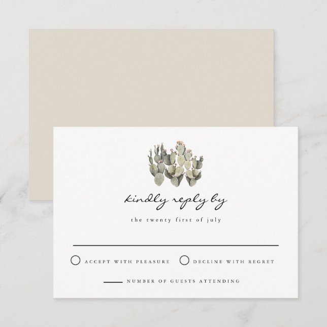Invitation Norah - Prickly Pear Cactus Bohemian RSVP Card (Devant / Derrière)