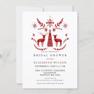 Invitation Nordic Buck et Doe Fête des mariées de Noël