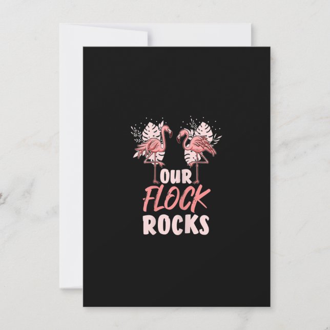 Invitation Nos Flock Rocks Funny Flamant rose Animal Famille  (Devant)
