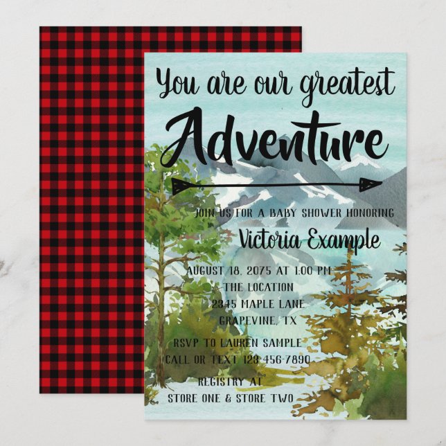 Invitation Nos meilleures idées de Baby shower d'aventure (Devant / Derrière)