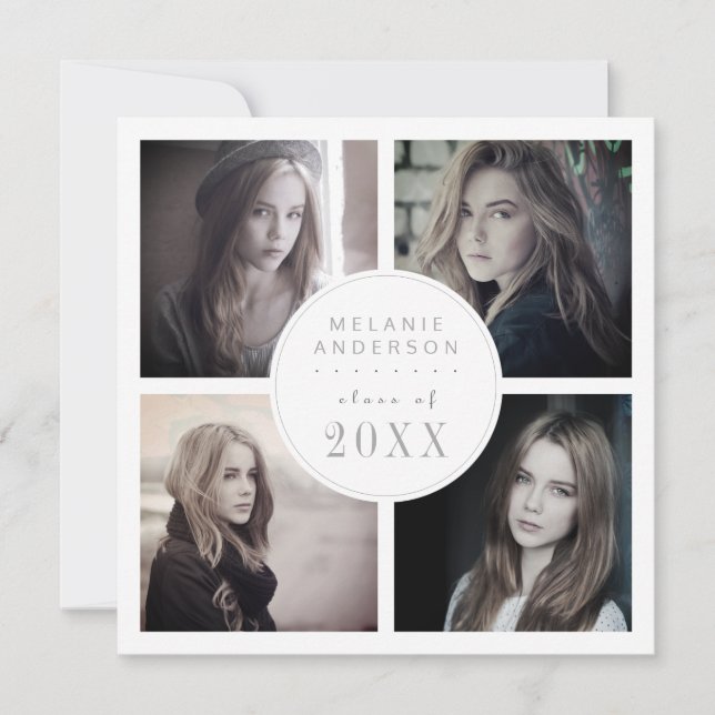 Invitation Nostalgic Graduation Instagram Style Photo Collage (Devant)