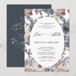Invitation nostalgique indigo blush floral reporté Mariage