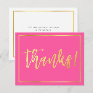 Invitation NOTE DE REMERCIEMENT écriture manuscrite dorée ros