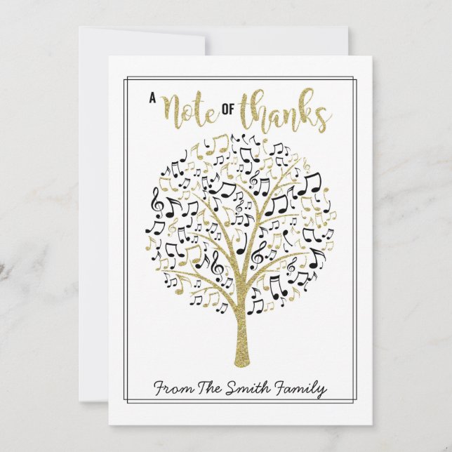 Invitation note de remerciements musique enseignant cadeau CA (Devant)