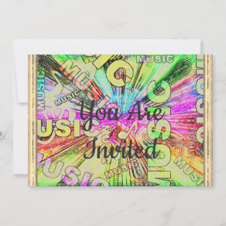 Invitation Notes de musique colorée