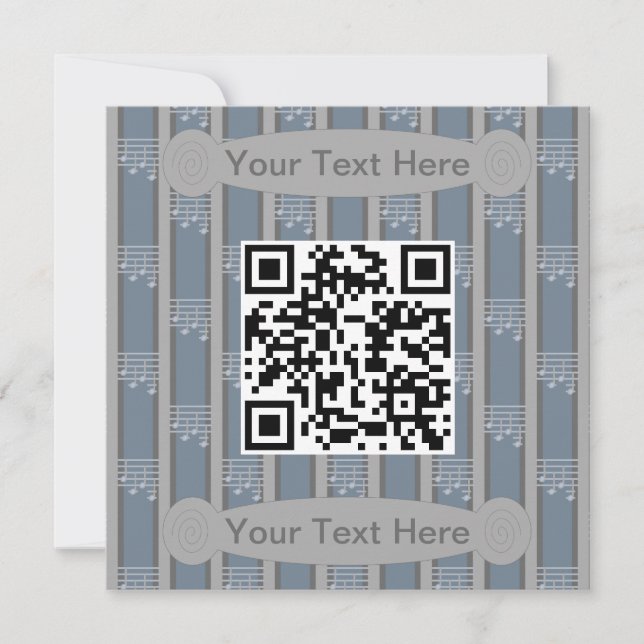 Invitation Notes de musique fantaisie et QR Code (Devant)